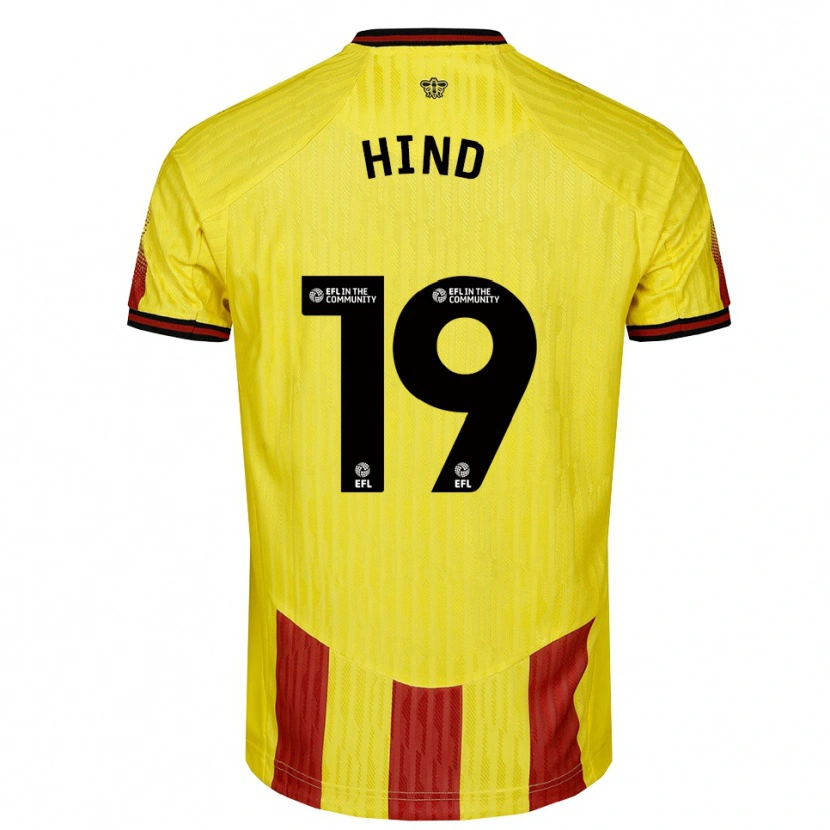 Danxen Hombre Camiseta Daisy Hind #19 Amarillo Rojo 1ª Equipación 2025/26 La Camisa