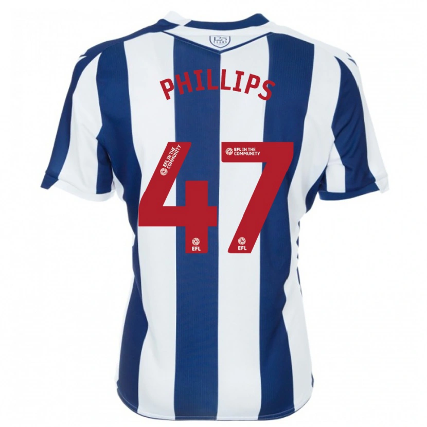 Danxen Hombre Camiseta Nat Phillips #47 Azul Marino Blanco 1ª Equipación 2025/26 La Camisa