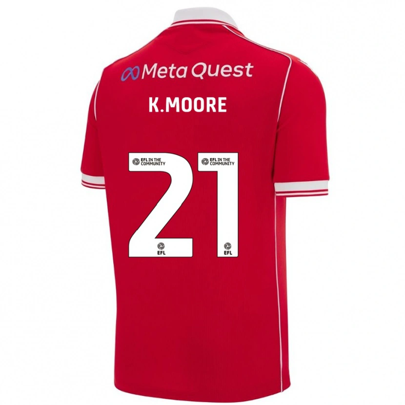 Danxen Hombre Camiseta Kieffer Moore #21 Rojo Blanco 1ª Equipación 2025/26 La Camisa