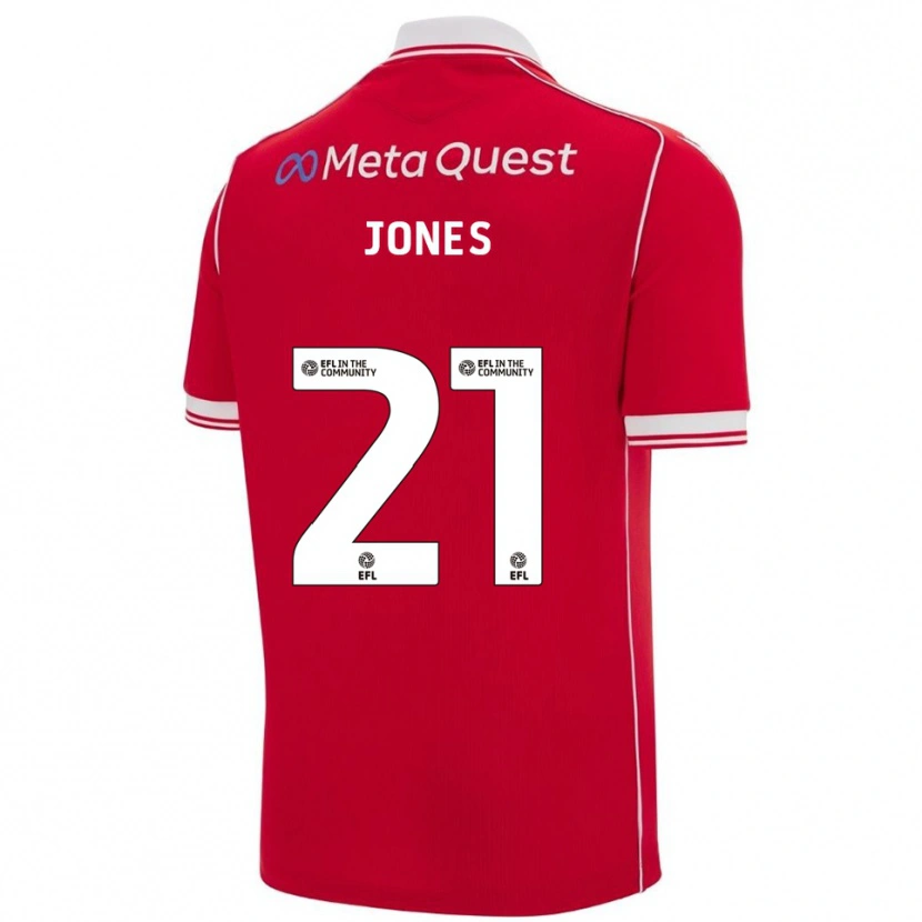 Danxen Hombre Camiseta Lili Jones #21 Rojo Blanco 1ª Equipación 2025/26 La Camisa