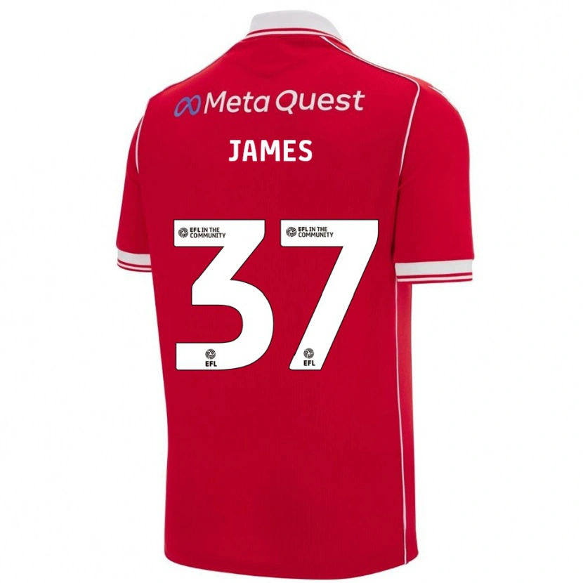 Danxen Hombre Camiseta Matty James #37 Rojo Blanco 1ª Equipación 2025/26 La Camisa
