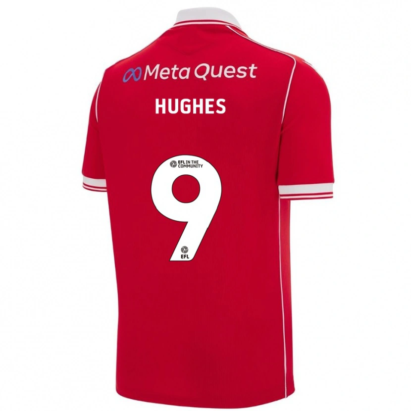 Danxen Hombre Camiseta Rosie Hughes #9 Rojo Blanco 1ª Equipación 2025/26 La Camisa