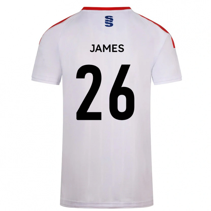 Danxen Hombre Camiseta Nicola James #26 Blanco Azul Marino 1ª Equipación 2025/26 La Camisa