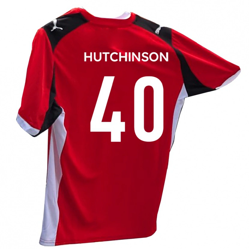 Danxen Hombre Camiseta Luke Hutchinson #40 Rojo Blanco 1ª Equipación 2025/26 La Camisa