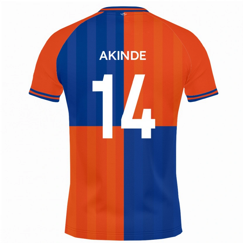 Danxen Hombre Camiseta John Akinde #14 Naranja Azul Real 1ª Equipación 2025/26 La Camisa