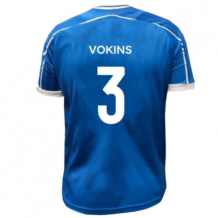 Danxen Hombre Camiseta Jake Vokins #3 Azul Blanco 1ª Equipación 2025/26 La Camisa