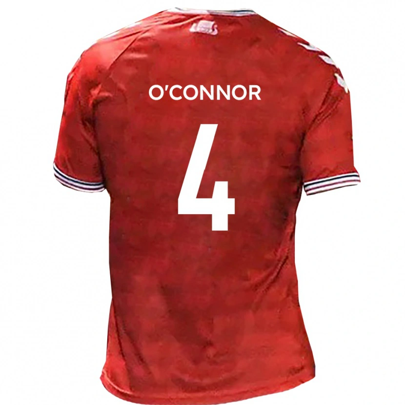 Danxen Hombre Camiseta Darragh O'connor #4 Rojo Blanco 1ª Equipación 2025/26 La Camisa