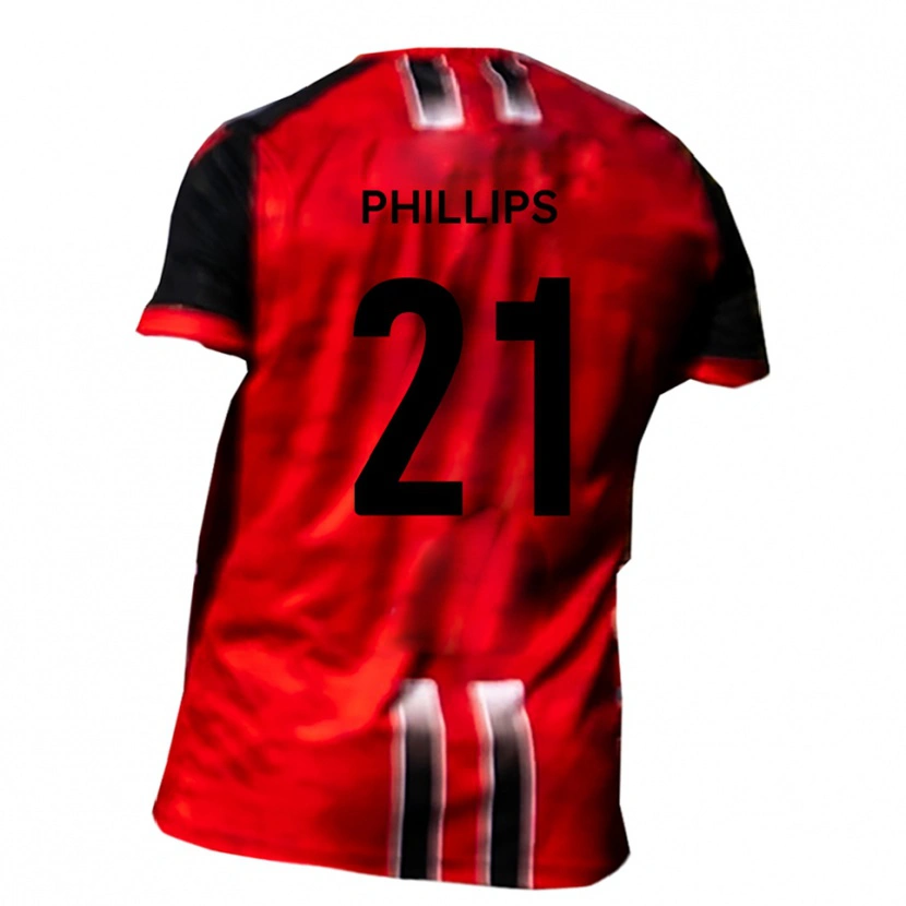 Danxen Hombre Camiseta Leon Phillips #21 Rojo Negro 1ª Equipación 2025/26 La Camisa