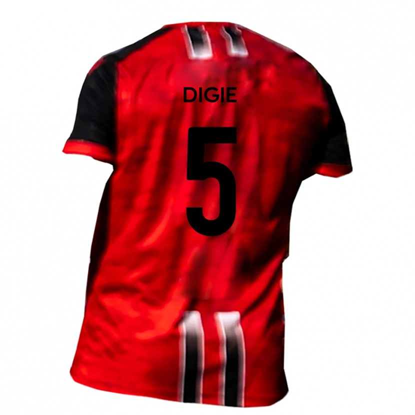 Danxen Hombre Camiseta Kennedy Digie #5 Rojo Negro 1ª Equipación 2025/26 La Camisa
