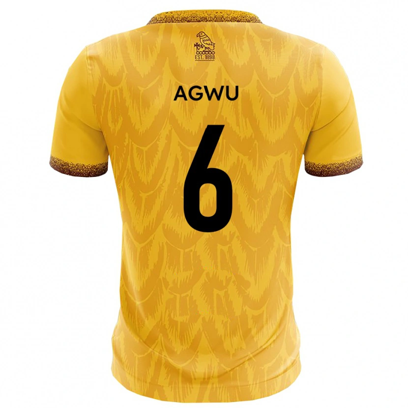 Danxen Hombre Camiseta Michael Agwu #6 Amarillo Marrón 1ª Equipación 2025/26 La Camisa