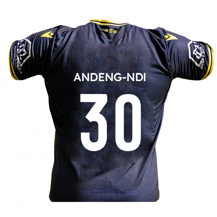 Danxen Hombre Camiseta Collin Andeng-Ndi #30 Azul Marino Amarillo 1ª Equipación 2025/26 La Camisa