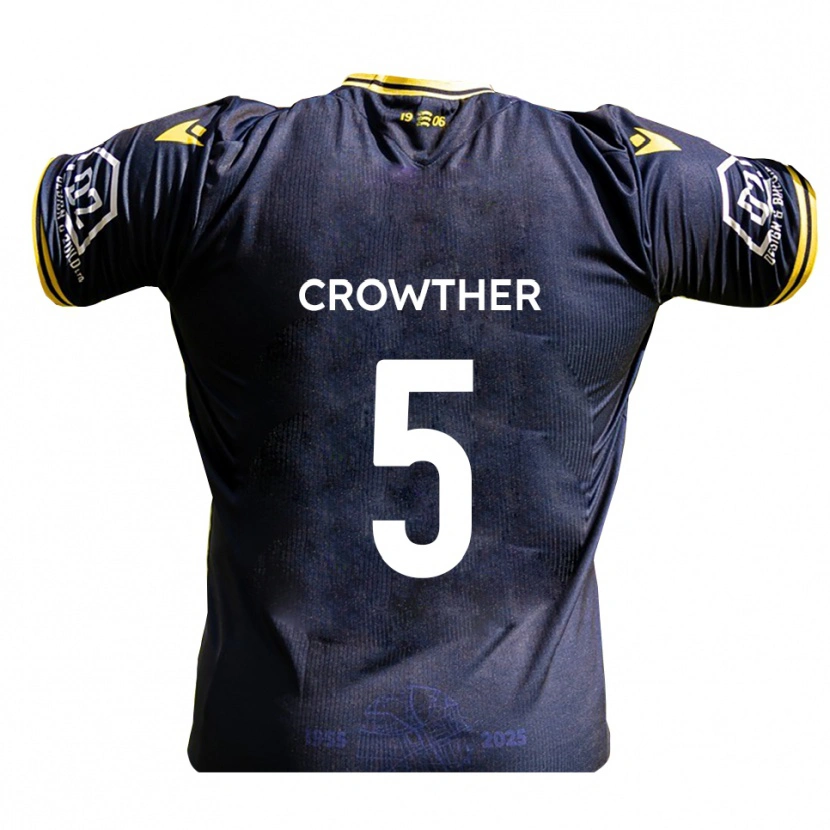 Danxen Hombre Camiseta Adam Crowther #5 Azul Marino Amarillo 1ª Equipación 2025/26 La Camisa