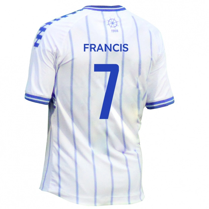 Danxen Hombre Camiseta Jermaine Francis #7 Blanco Azul 1ª Equipación 2025/26 La Camisa