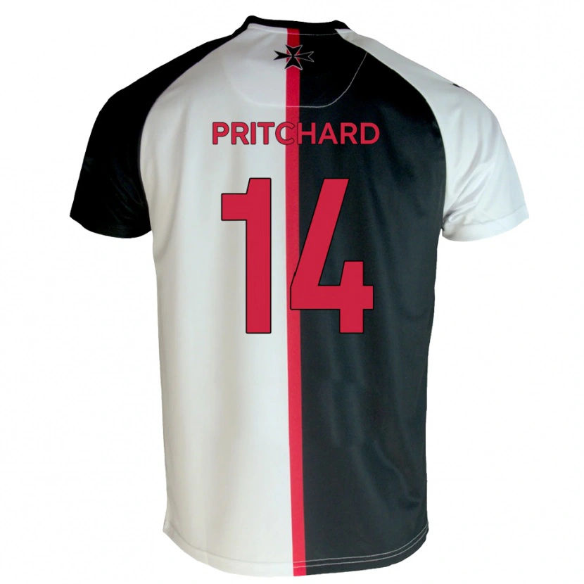 Danxen Hombre Camiseta Harry Pritchard #14 Blanco Negro 1ª Equipación 2025/26 La Camisa