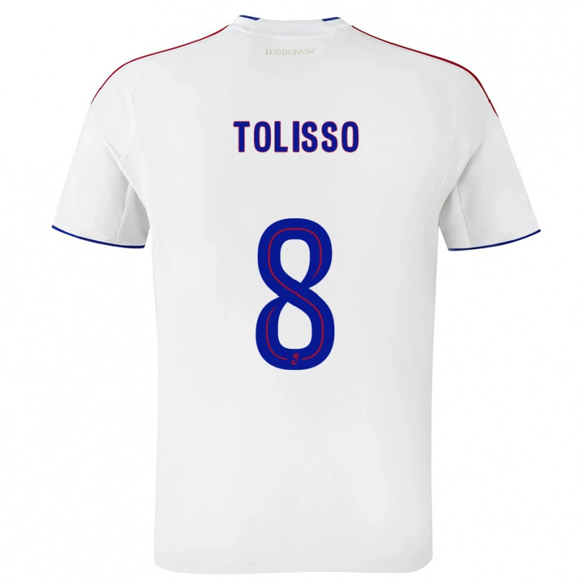 Danxen Hombre Camiseta Corentin Tolisso #8 Blanco Rojo 1ª Equipación 2025/26 La Camisa