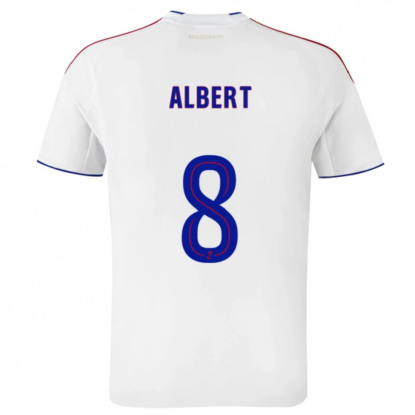 Danxen Hombre Camiseta Korbin Albert #8 Blanco Rojo 1ª Equipación 2025/26 La Camisa