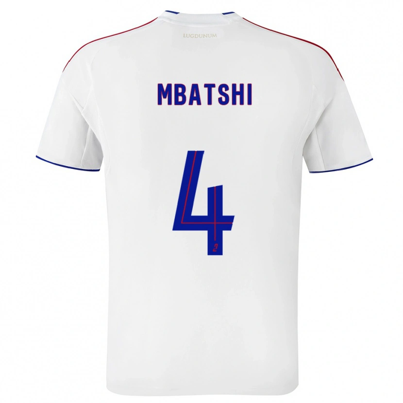 Danxen Hombre Camiseta Prince Mbatshi Mukuba #4 Blanco Rojo 1ª Equipación 2025/26 La Camisa