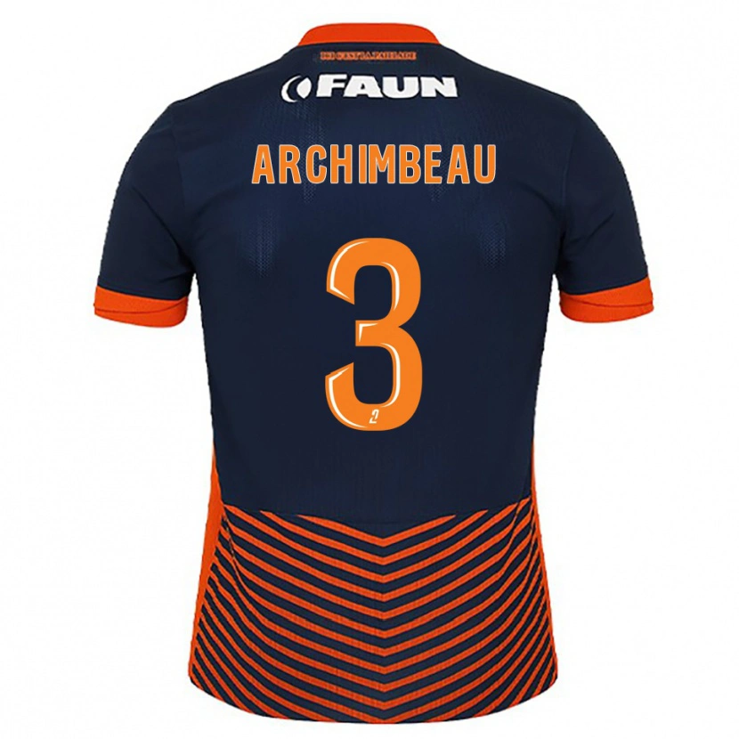 Danxen Hombre Camiseta Camille Archimbeau #3 Azul Medianoche Naranja 1ª Equipación 2025/26 La Camisa