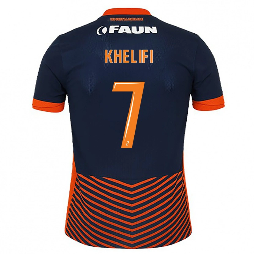 Danxen Hombre Camiseta Léa Khelifi #7 Azul Medianoche Naranja 1ª Equipación 2025/26 La Camisa