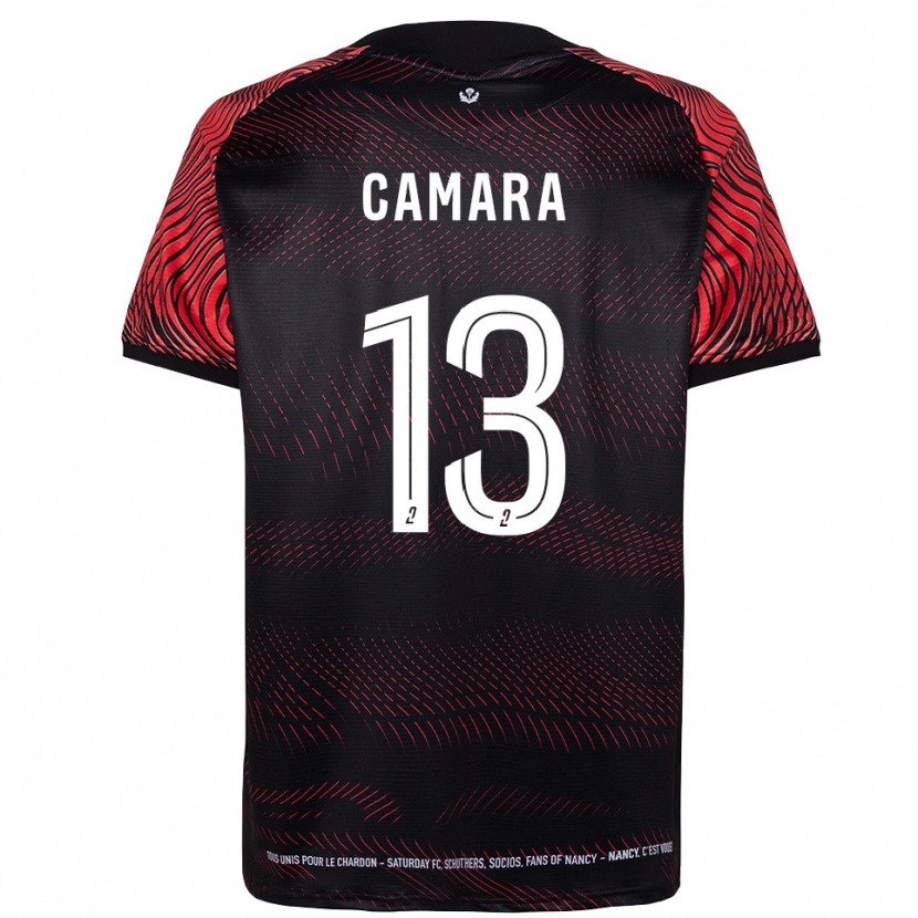 Danxen Hombre Camiseta Bakari Camara #13 Blanco Rojo 1ª Equipación 2025/26 La Camisa