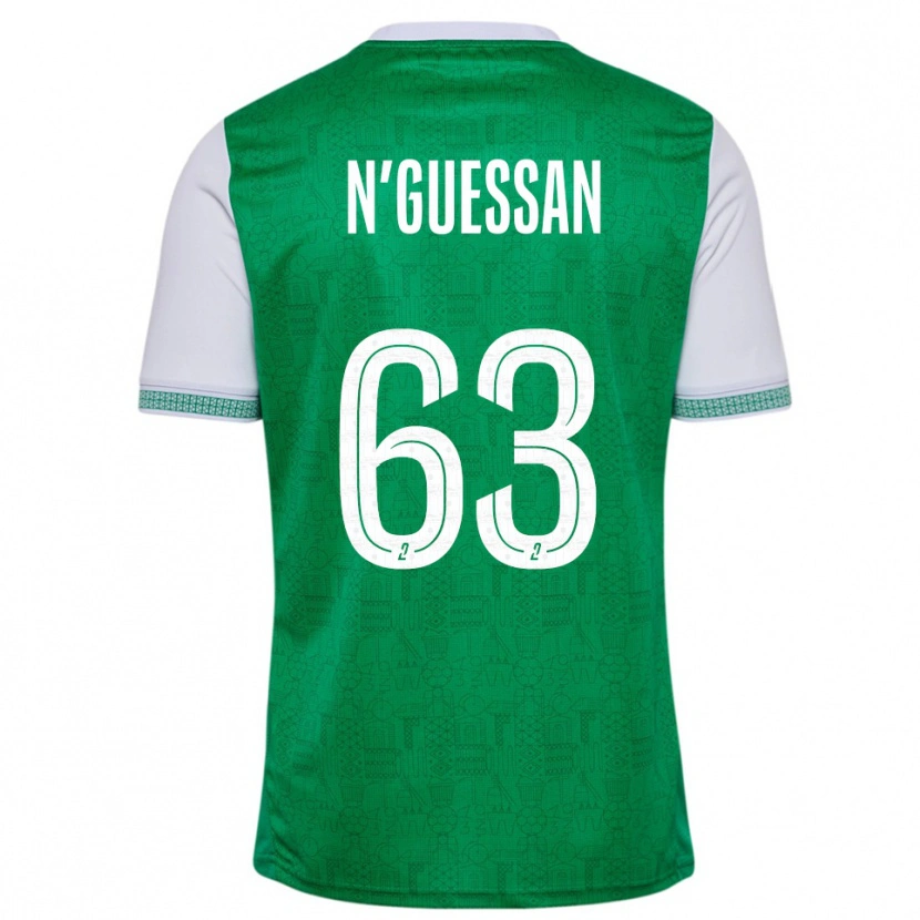 Danxen Hombre Camiseta Djylian N'guessan #63 Verde Blanco 1ª Equipación 2025/26 La Camisa