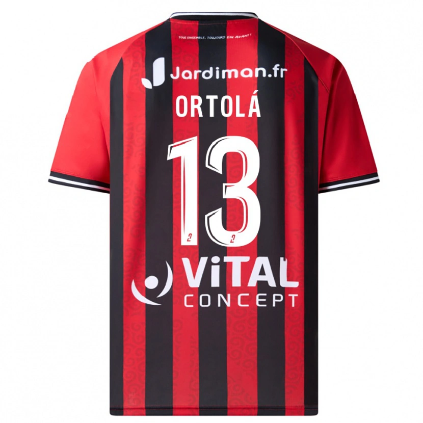 Danxen Hombre Camiseta Adrián Ortolá #13 Rojo Negro 1ª Equipación 2025/26 La Camisa