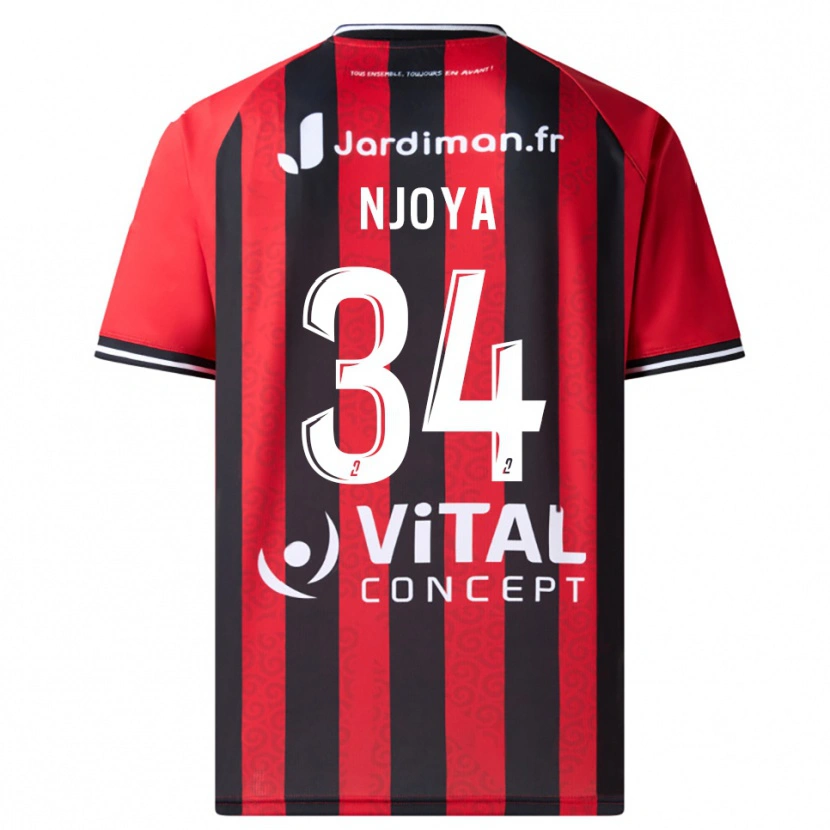Danxen Hombre Camiseta Youssef Njoya #34 Rojo Negro 1ª Equipación 2025/26 La Camisa