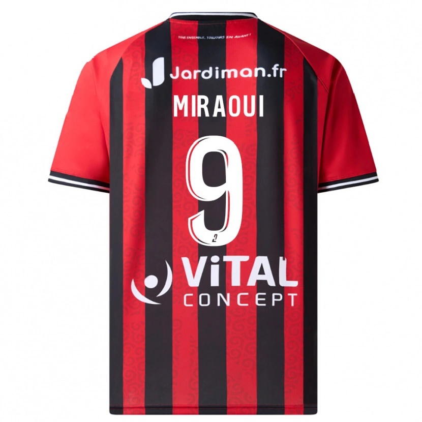 Danxen Hombre Camiseta Ilias Miraoui #9 Rojo Negro 1ª Equipación 2025/26 La Camisa