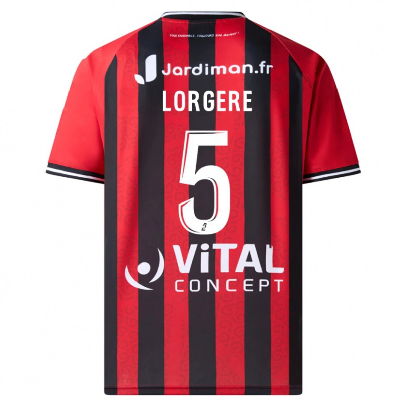 Danxen Hombre Camiseta Charlotte Lorgere #5 Rojo Negro 1ª Equipación 2025/26 La Camisa