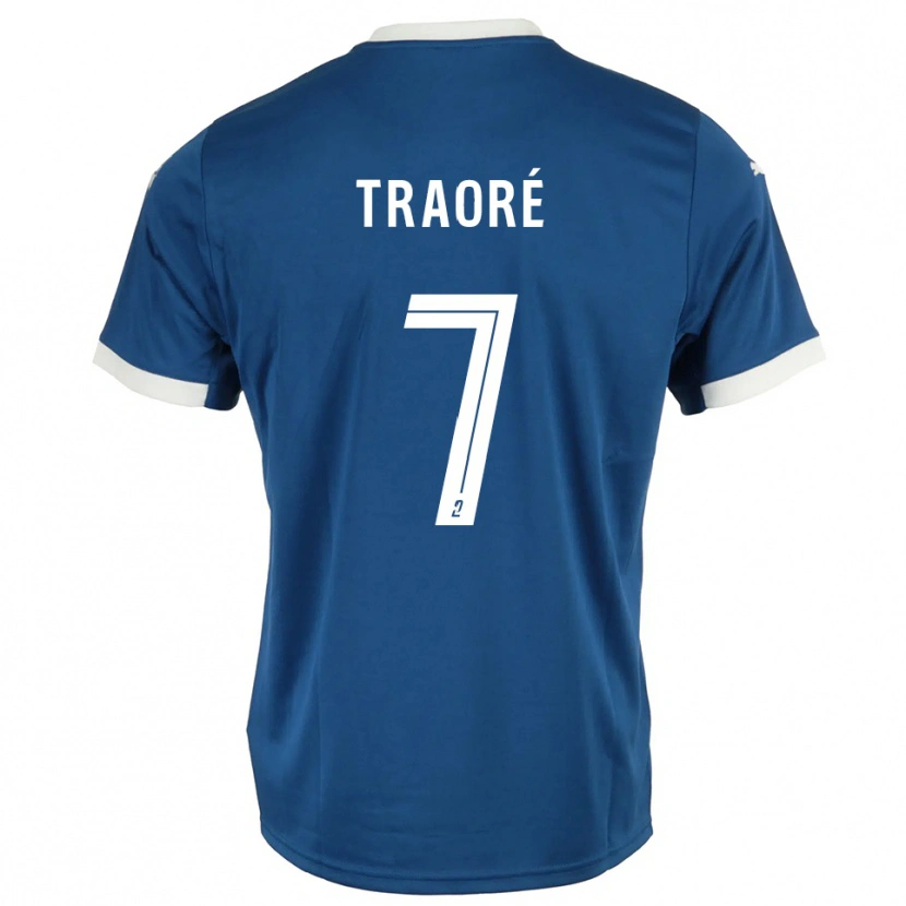 Danxen Hombre Camiseta Ibrahim Traoré #7 Azul Blanco 1ª Equipación 2025/26 La Camisa