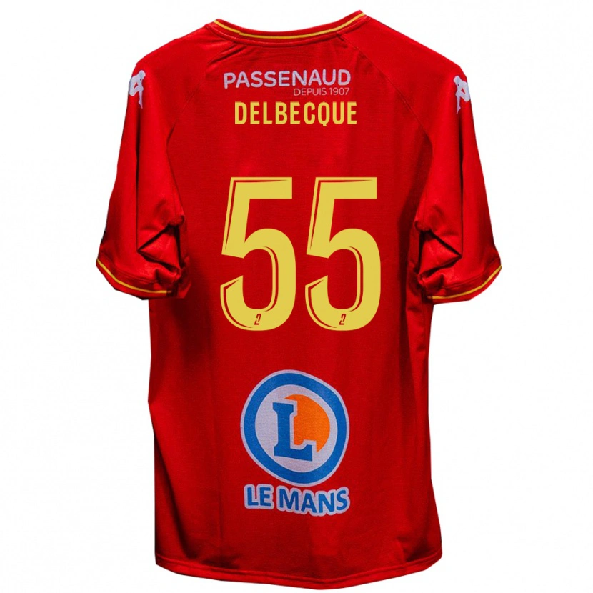 Danxen Hombre Camiseta Augustin Delbecque #55 Rojo Amarillo 1ª Equipación 2025/26 La Camisa