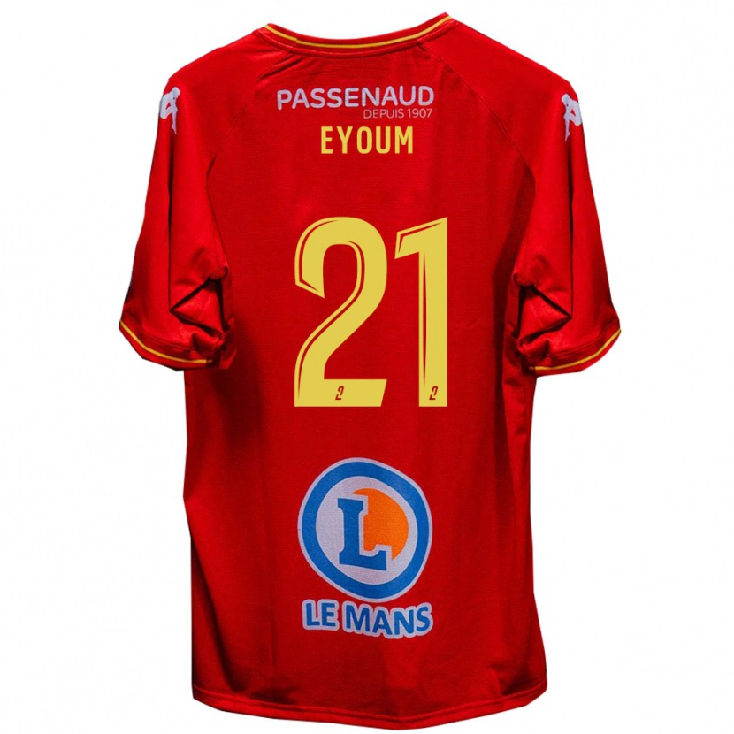 Danxen Hombre Camiseta Théo Eyoum #21 Rojo Amarillo 1ª Equipación 2025/26 La Camisa