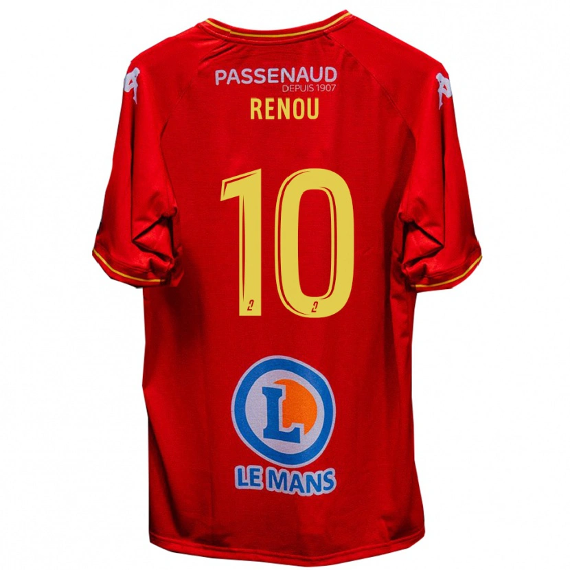Danxen Hombre Camiseta Baptiste Renou #10 Rojo Amarillo 1ª Equipación 2025/26 La Camisa