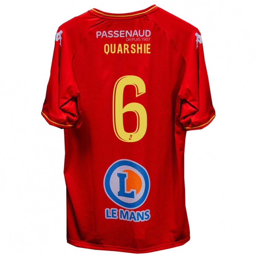 Danxen Hombre Camiseta Edwin Quarshie #6 Rojo Amarillo 1ª Equipación 2025/26 La Camisa