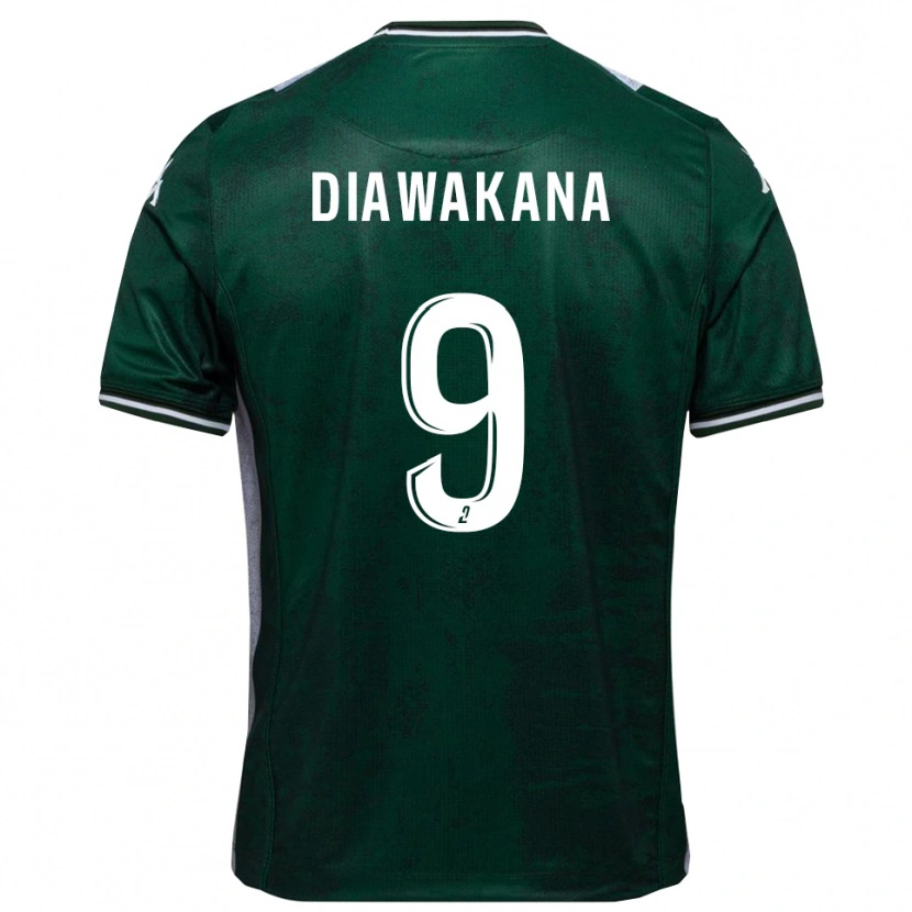 Danxen Hombre Camiseta Malik Diawakana #9 Verde Blanco 1ª Equipación 2025/26 La Camisa