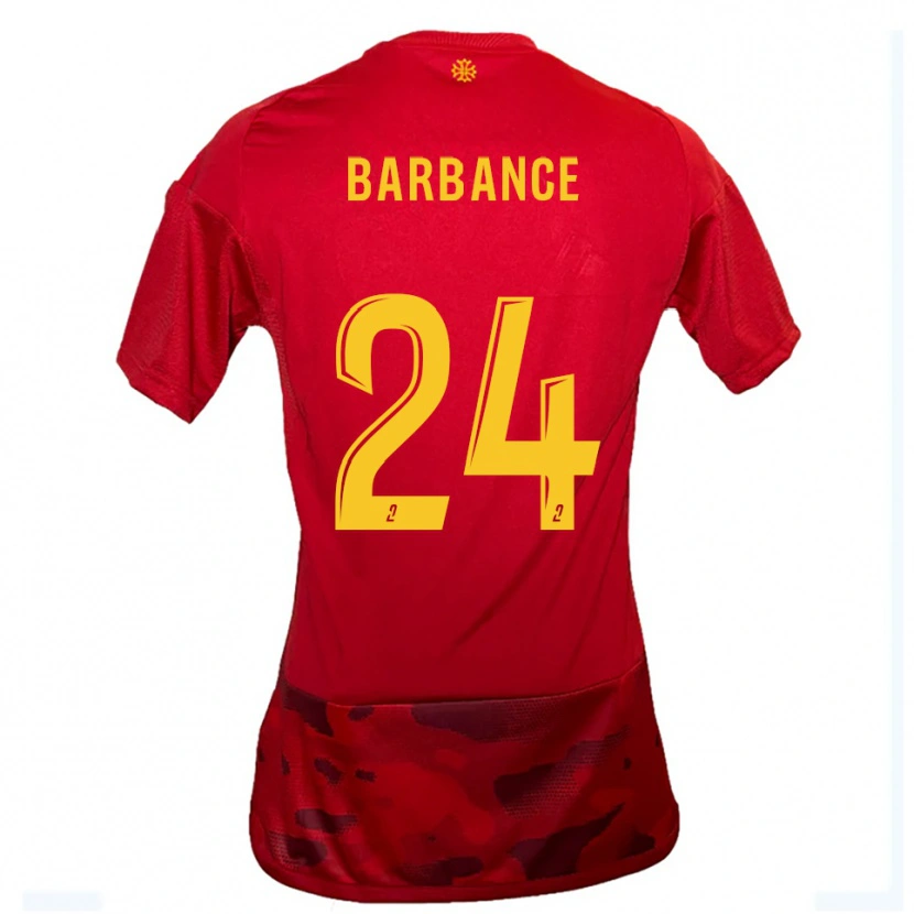 Danxen Hombre Camiseta Solène Barbance #24 Rojo Amarillo 1ª Equipación 2025/26 La Camisa