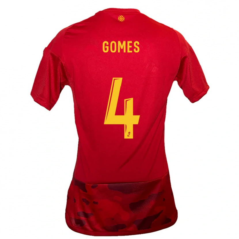 Danxen Hombre Camiseta Paul Gomes #4 Rojo Amarillo 1ª Equipación 2025/26 La Camisa