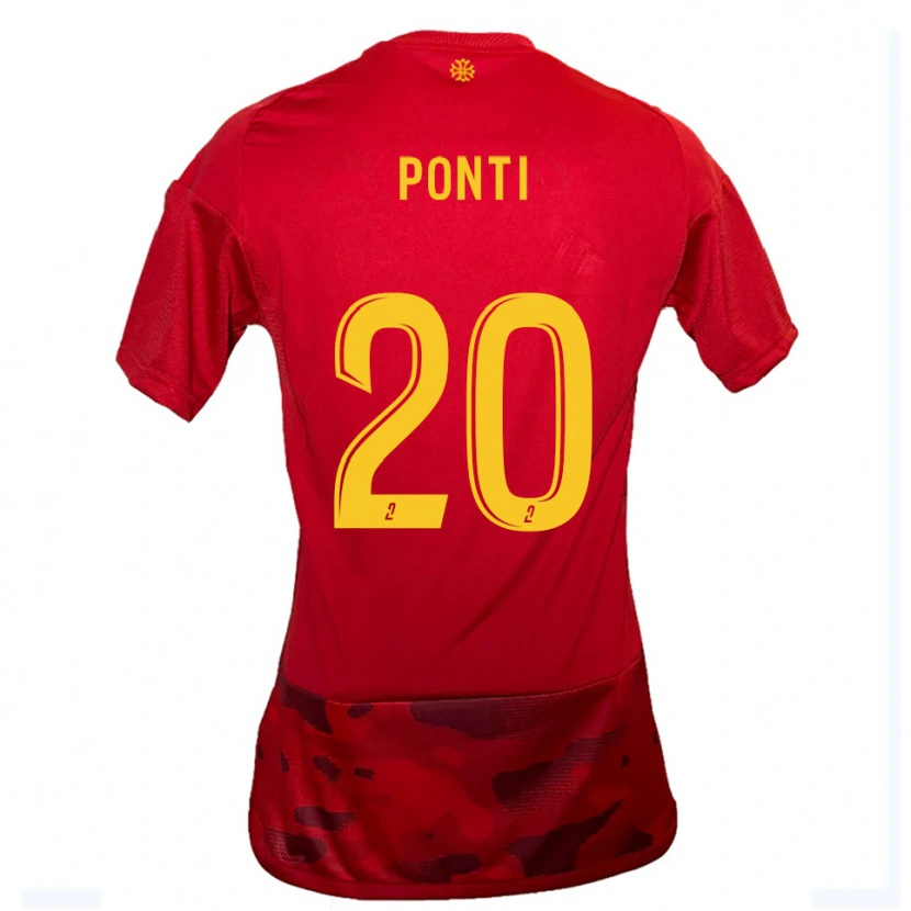 Danxen Hombre Camiseta Ryan Ponti #20 Rojo Amarillo 1ª Equipación 2025/26 La Camisa