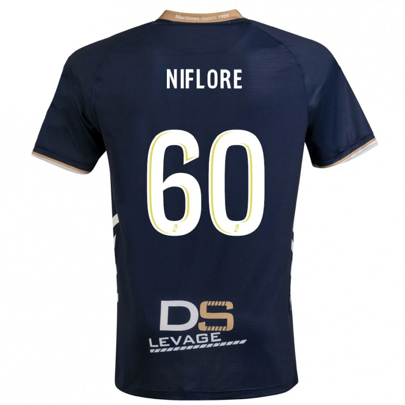 Danxen Hombre Camiseta Mathys Niflore #60 Azul Marino Oro 1ª Equipación 2025/26 La Camisa
