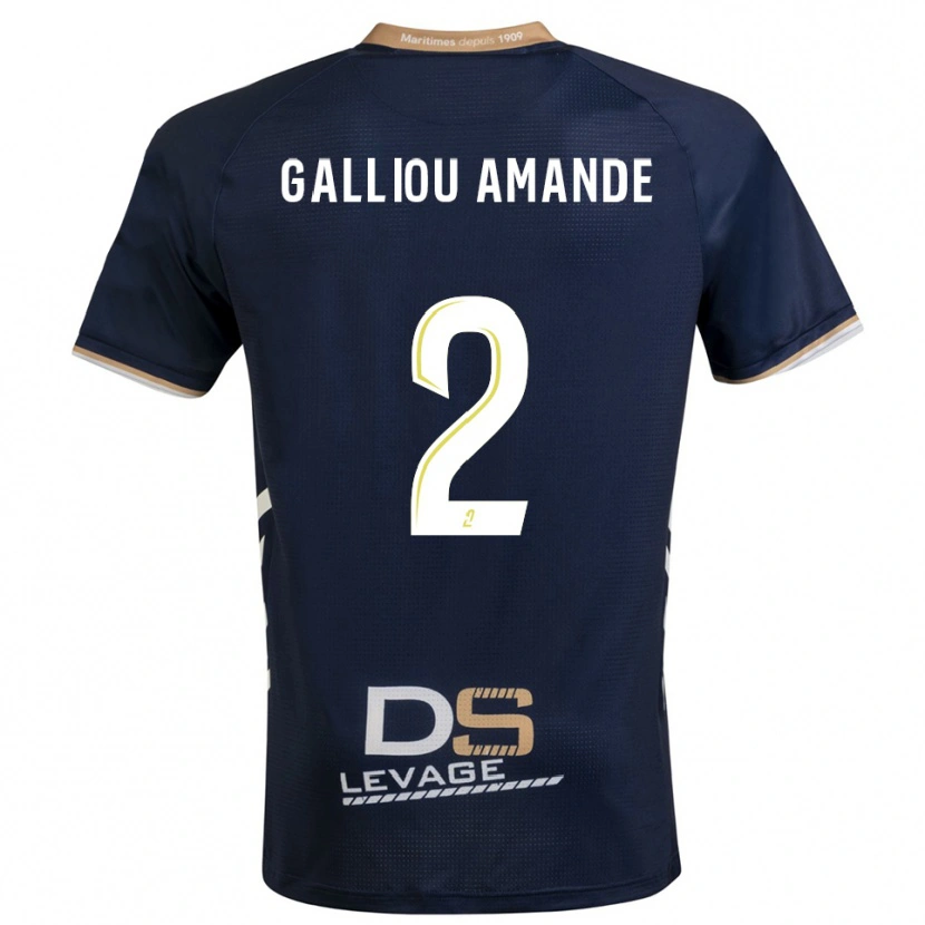 Danxen Hombre Camiseta Noa Galliou Amande #2 Azul Marino Oro 1ª Equipación 2025/26 La Camisa