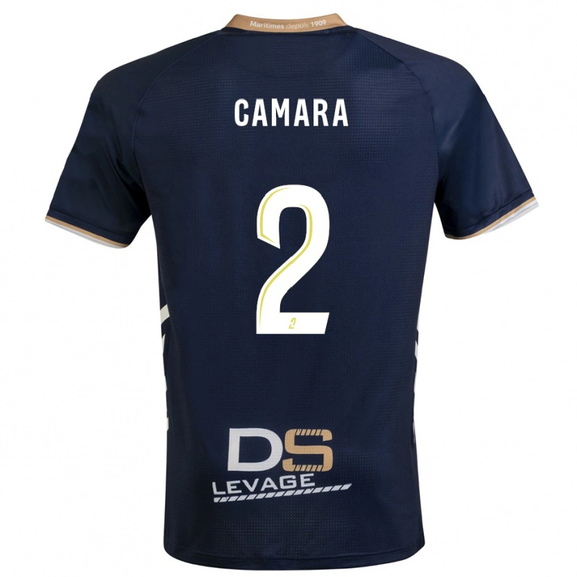 Danxen Hombre Camiseta Sékou Camara #2 Azul Marino Oro 1ª Equipación 2025/26 La Camisa