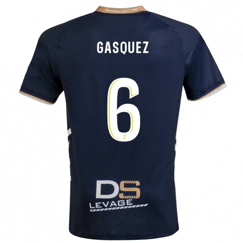 Danxen Hombre Camiseta Isaac Gasquez #6 Azul Marino Oro 1ª Equipación 2025/26 La Camisa