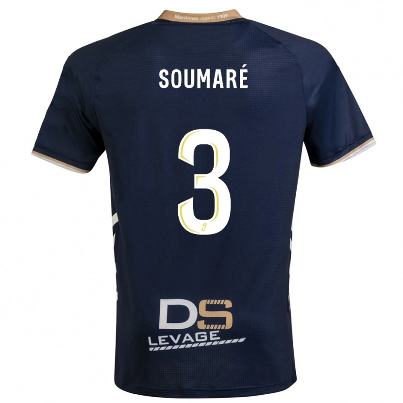 Danxen Hombre Camiseta Amadou Soumaré #3 Azul Marino Oro 1ª Equipación 2025/26 La Camisa