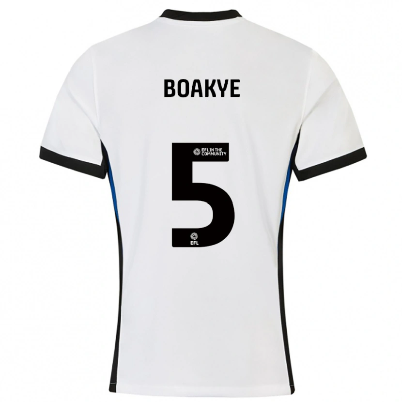 Danxen Hombre Camiseta Godfred Boakye #5 Blanco Azul 2ª Equipación 2025/26 La Camisa