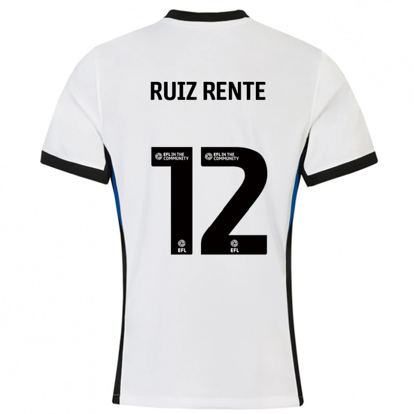 Danxen Hombre Camiseta Álvaro Ruiz Rente #12 Blanco Azul 2ª Equipación 2025/26 La Camisa