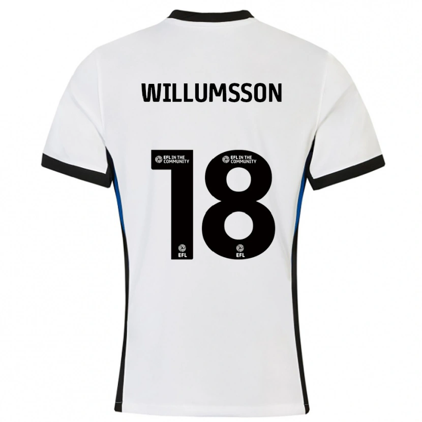 Danxen Hombre Camiseta Willum Thór Willumsson #18 Blanco Azul 2ª Equipación 2025/26 La Camisa