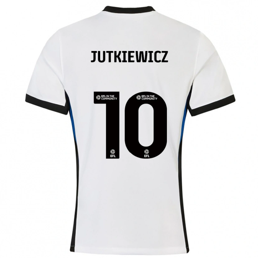 Danxen Hombre Camiseta Lukas Jutkiewicz #10 Blanco Azul 2ª Equipación 2025/26 La Camisa