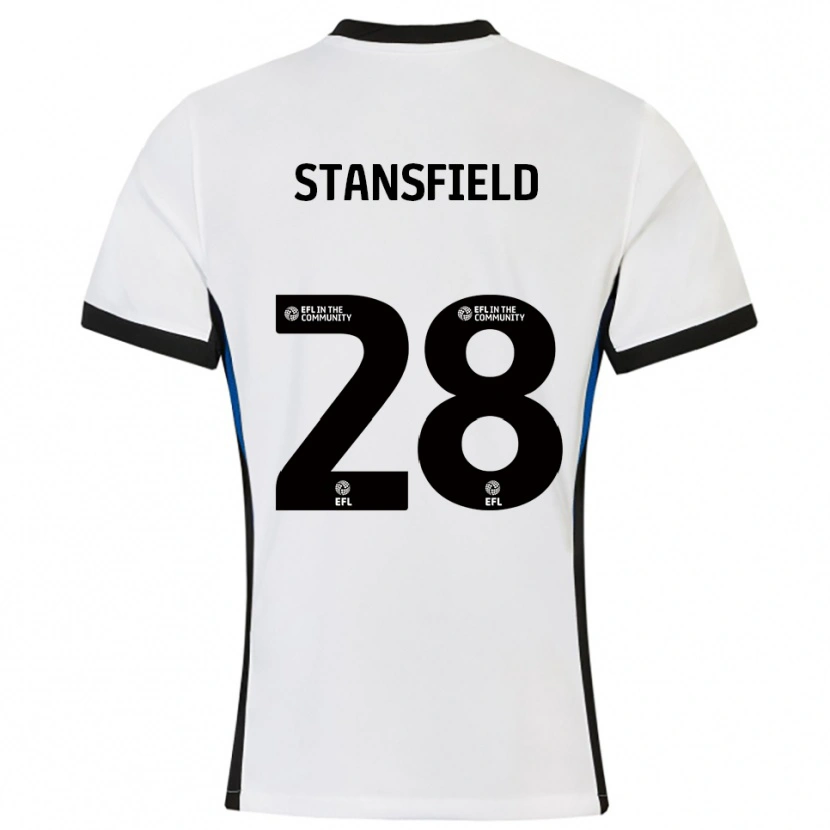 Danxen Hombre Camiseta Jay Stansfield #28 Blanco Azul 2ª Equipación 2025/26 La Camisa