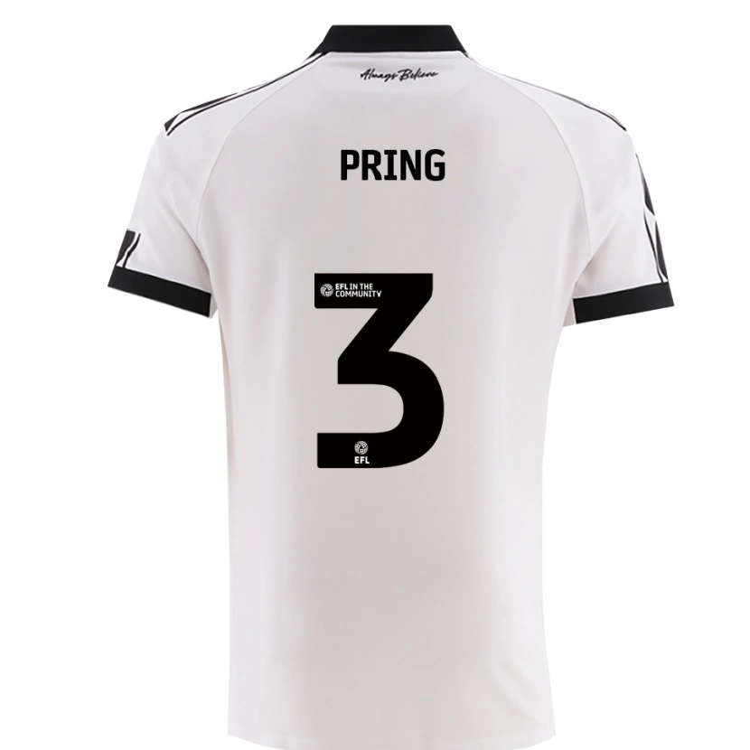 Danxen Hombre Camiseta Cameron Pring #3 Blanco Negro 2ª Equipación 2025/26 La Camisa