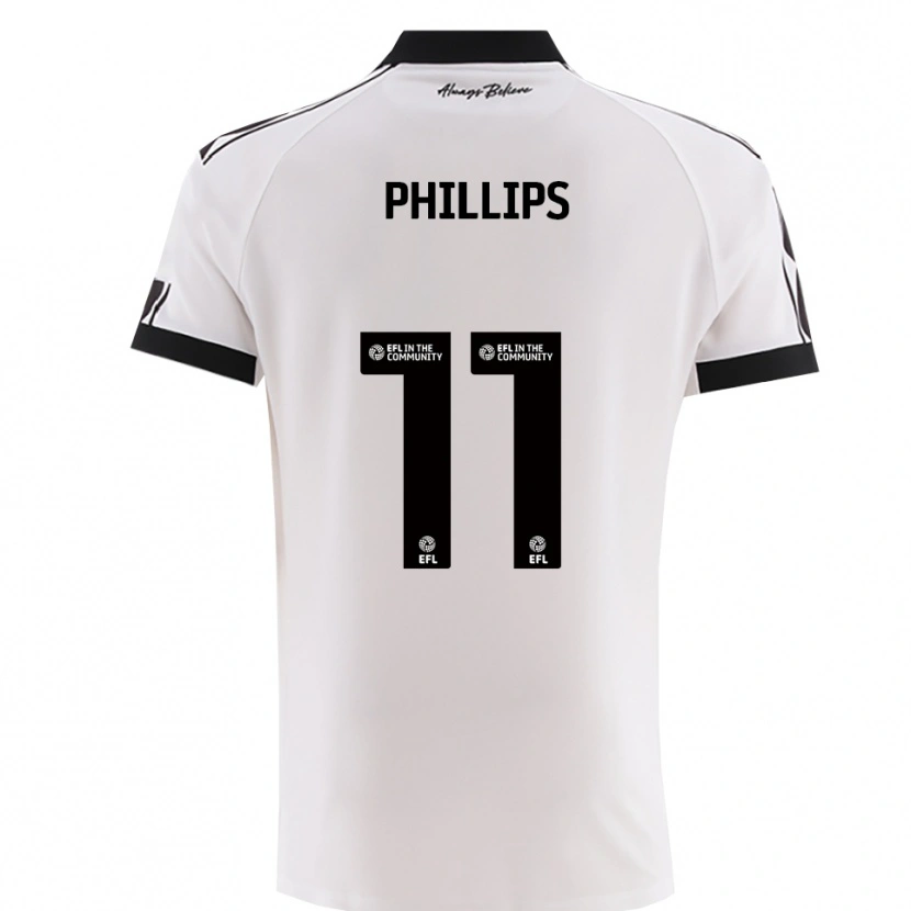 Danxen Hombre Camiseta Billy Phillips #11 Blanco Negro 2ª Equipación 2025/26 La Camisa